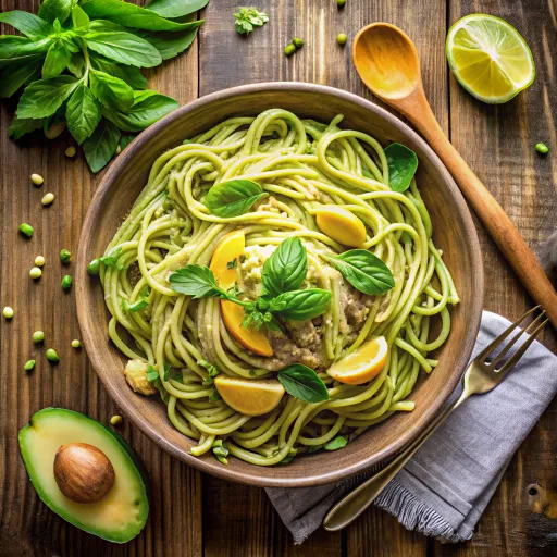 Tsaa at Malunggay na Pansit na May Avocado Sauce